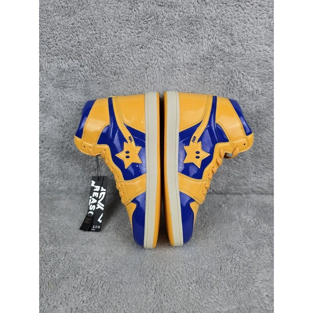 Reason Clothing Brand Shooting Star High Top Sneakers Mens Size 9.5 Blue/Yellow.